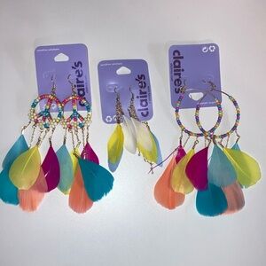 Claire's Earrings Bundle Set 3 Pairs Earrings New With Tags